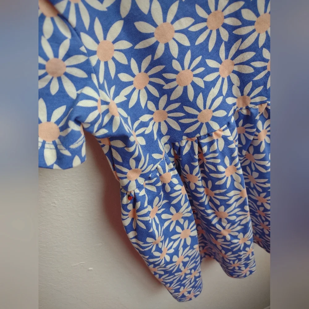 Hannah Anderson Blue Floral Ladybug Girls Dress Sz 3T - Picture 4 of 6